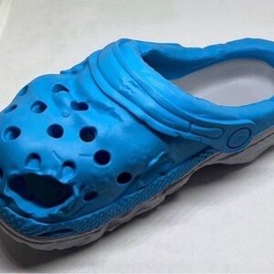 Large Blue Natural Rubber Dog Chew Toy Slipper | 6x3 in | Treat Dispenser